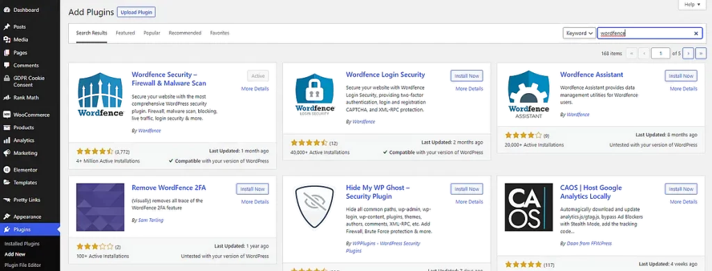 essential wordpress plugins dashboard search