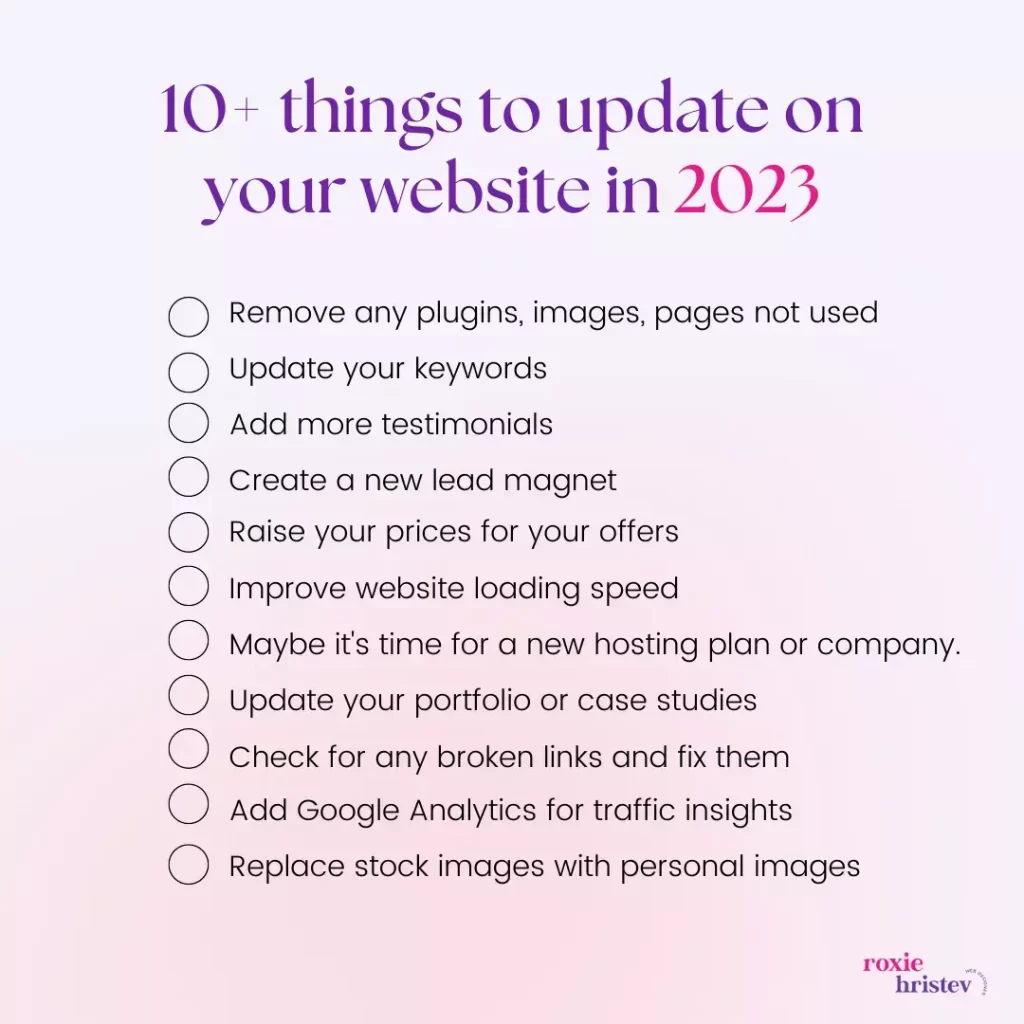 website updates checklist